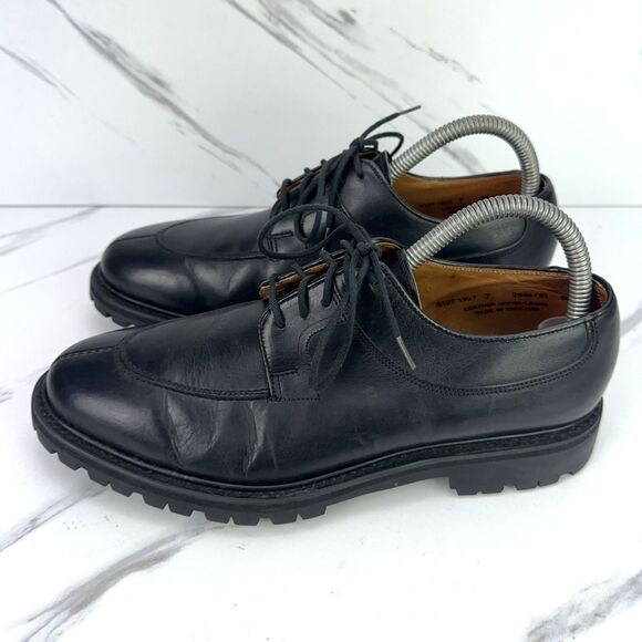 Alfred Sargent Mens US 7 Black Leather Split Toe Lace Up Dress England Made